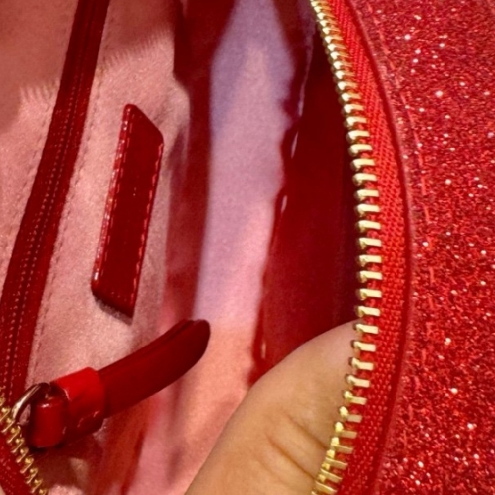 Jimmy Choo Red Glitter Round Crossbody Bag - Picture 6 of 7